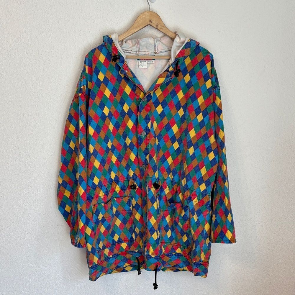 Vintage Rare Corniche Anatomically Contoured Cotton Hooded Denim Jacket Large